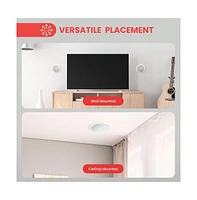 Pyle PDIC60 6.5" In-Wall/In-Ceiling 2-Way Stereo Speakers - Flush Mount, White, Pair