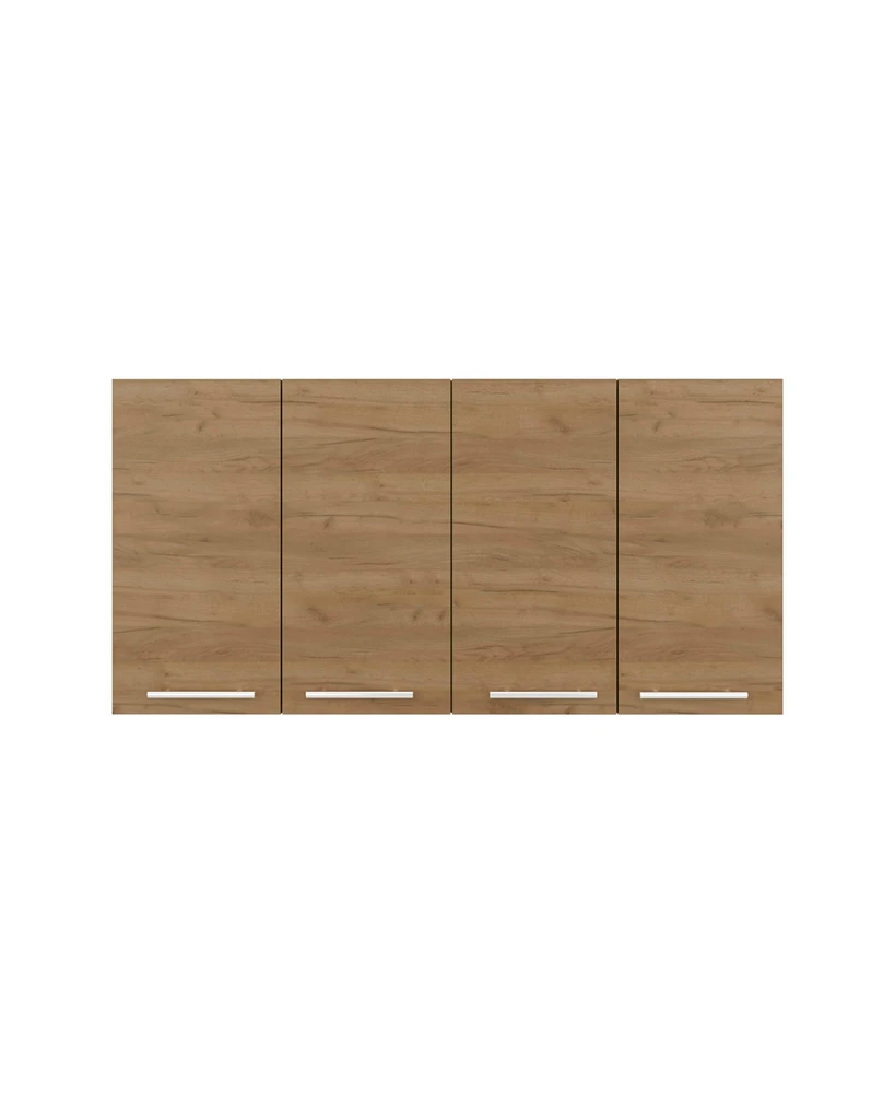 Oceana 120 Wall Cabinet, Four Doors, Two Cabinets, Two Shelves, Natural Oak