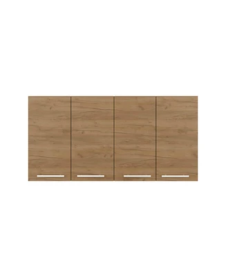 Oceana 120 Wall Cabinet, Four Doors, Two Cabinets, Two Shelves, Natural Oak
