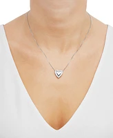 Diamond Heart Halo 18" Pendant Necklace (1/4 ct. t.w.) in Sterling Silver