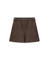 Nocturne Women's Belted Linen Mini Shorts