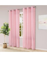 Grommet Broomstick Crush Curtains Pair, 38"X63"