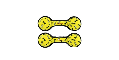 Tuffy Ultimate 2 Ball Tug Yellow Bone, 2 Pack Durable Squeaky Dog Toy