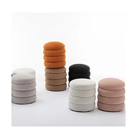 Velvet Upholstered Round Ottoman, Soft Footrest Stool, Elegant Accent for Living Room & Bedroom-The Pop Home