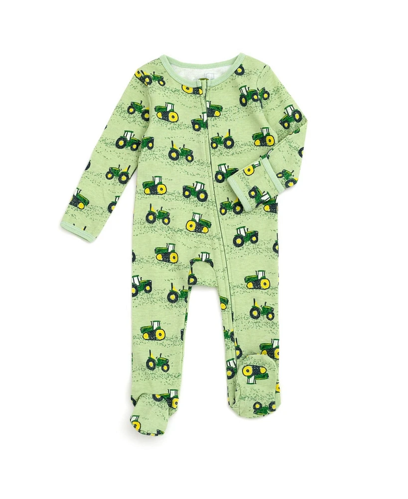 John Deere Baby Boys Ribbed Zip Up Sleep N' Play Coverall