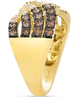Le Vian Chocolate Ombre Diamond Multirow Crossover Ring (1-1/6 ct. t.w.) in 14k Gold