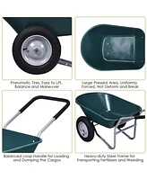 2 Tire Wheelbarrow Garden Cart Heavy-duty Dolly Utility Cart