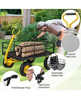 Utility Garden Wagon with 4 Removable Side Panels and 900/1200 Lbs Load Capacity