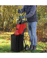 15-amp Electric Wood Chipper and Shredder Leaf Mulcher with Wheels