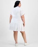 Full Circle Trends Trendy Plus Button-Front Shirt & Pleated Skirt
