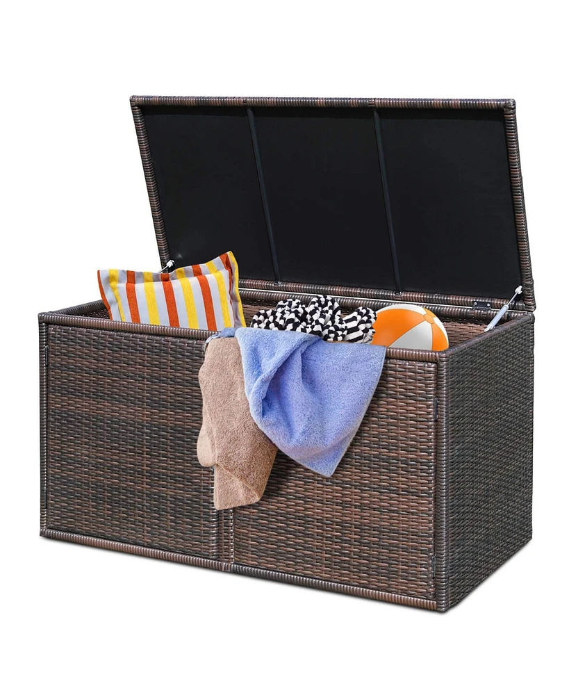 88 Gallon Garden Patio Rattan Storage Container Box