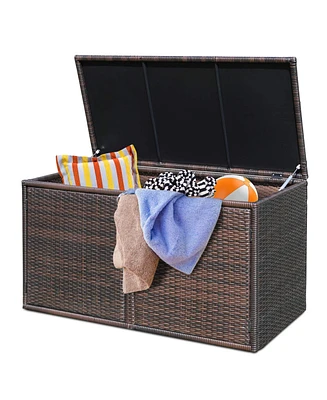 88 Gallon Garden Patio Rattan Storage Container Box