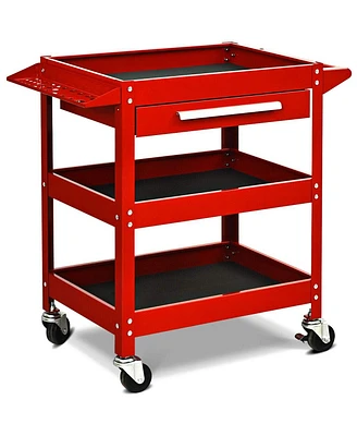 3-Tray Tool Cart with Drawer and 4 Universal Wheels
