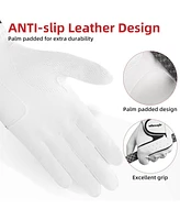 Wosofe Golf Glove Left Hand Men Pu Transparent Non-Slip Nanocloth Lycra Accessories No Sweat Comfortable all Weather with Scorer and Tee