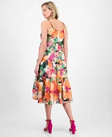 Robbie Bee Petite Printed Sleeveless Tiered Midi Dress
