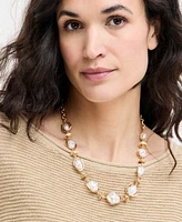 Style & Co Gold-Tone Baroque Imitation Pearl Orbital Collar Necklace, 18" + 3" extender, Exclusively at Macy's