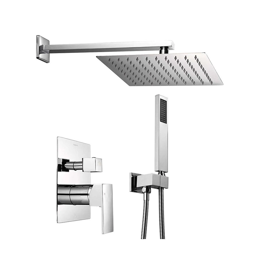 Aquaterior Shower Faucet Set Wall Mount Concealed Mixer Valve Rain Shower Chrome