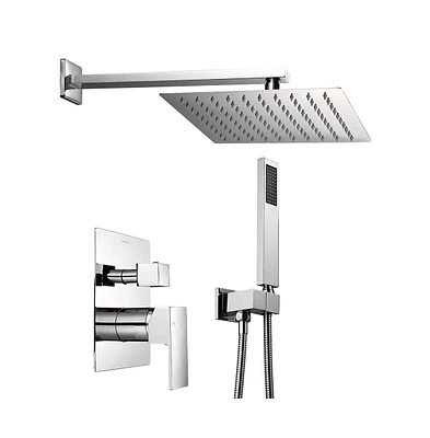 Aquaterior Shower Faucet Set Wall Mount Concealed Mixer Valve Rain Shower Chrome