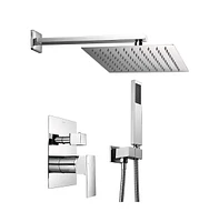 Aquaterior Shower Faucet Set Wall Mount Concealed Mixer Valve Rain Shower Chrome