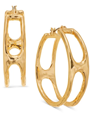Style & Co Medium Hammered Openwork Hoop Earrings, 1.5", Exclusively at Macy's