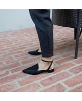 Alterre Women's Black Suede Marilyn Customizable Pointed Loafer Slides