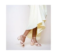 Alterre Women's Nude Satin Customizable Twist Sandals