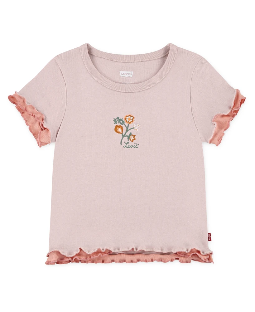 Levi's Little Girls Floral Embroidery Knit Top