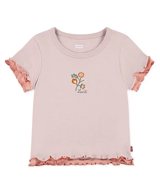 Levi's Little Girls Floral Embroidery Knit Top