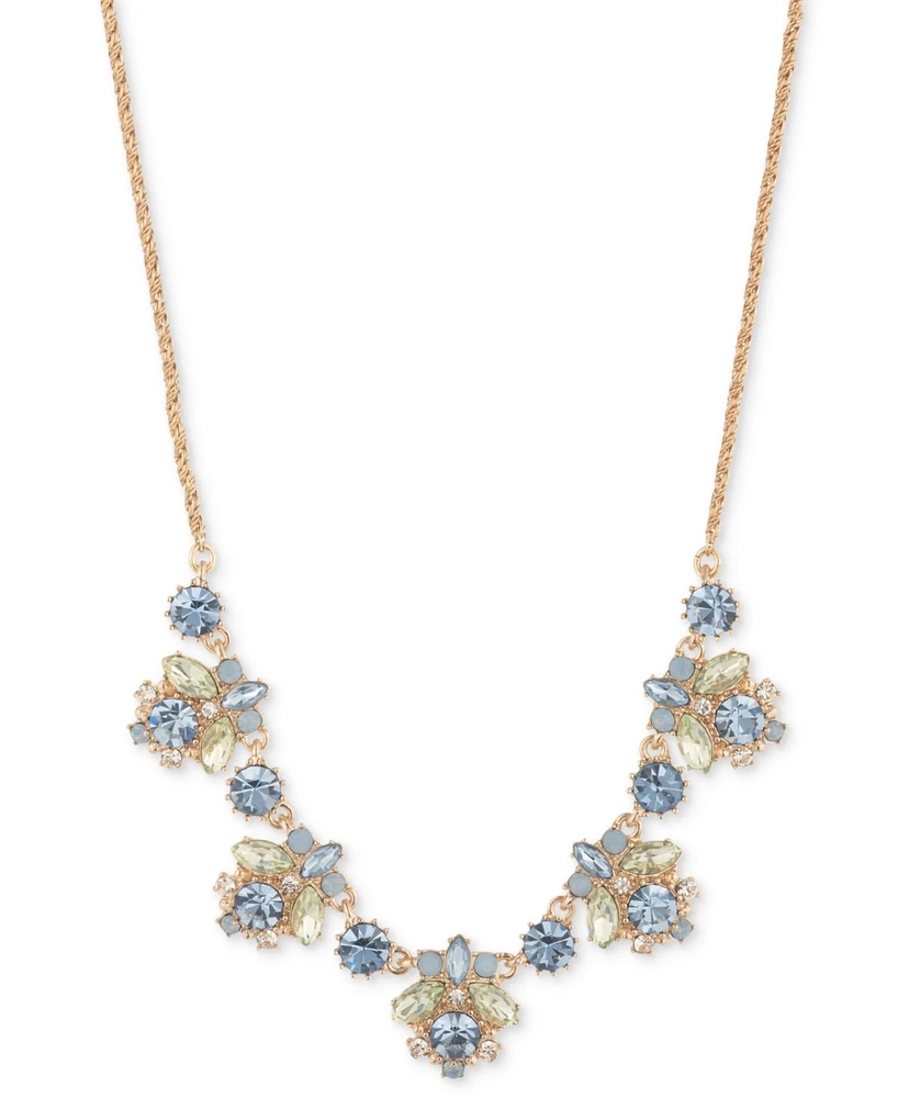 Marchesa Gold-Tone Mixed Crystal Cluster Statement Necklace, 16" + 3" extender