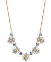 Marchesa Gold-Tone Mixed Crystal Cluster Statement Necklace, 16" + 3" extender