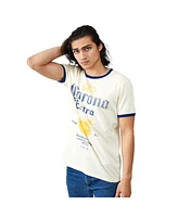 Corona Men's Extra Label Crew Neck Short Sleeve Natural Ringer Tee-xxl