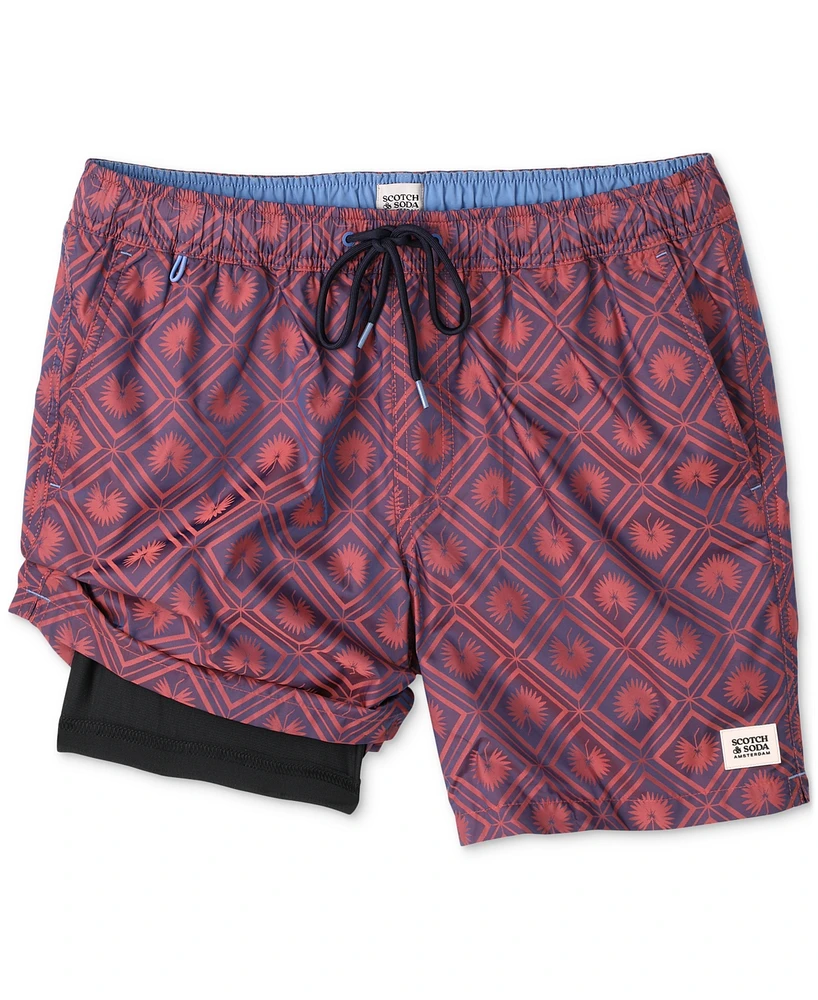 Scotch & Soda Men's Diamond-Pattern Swim Trunks