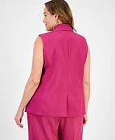 Tahari Asl Plus Peak-Lapel Sleeveless Jacket