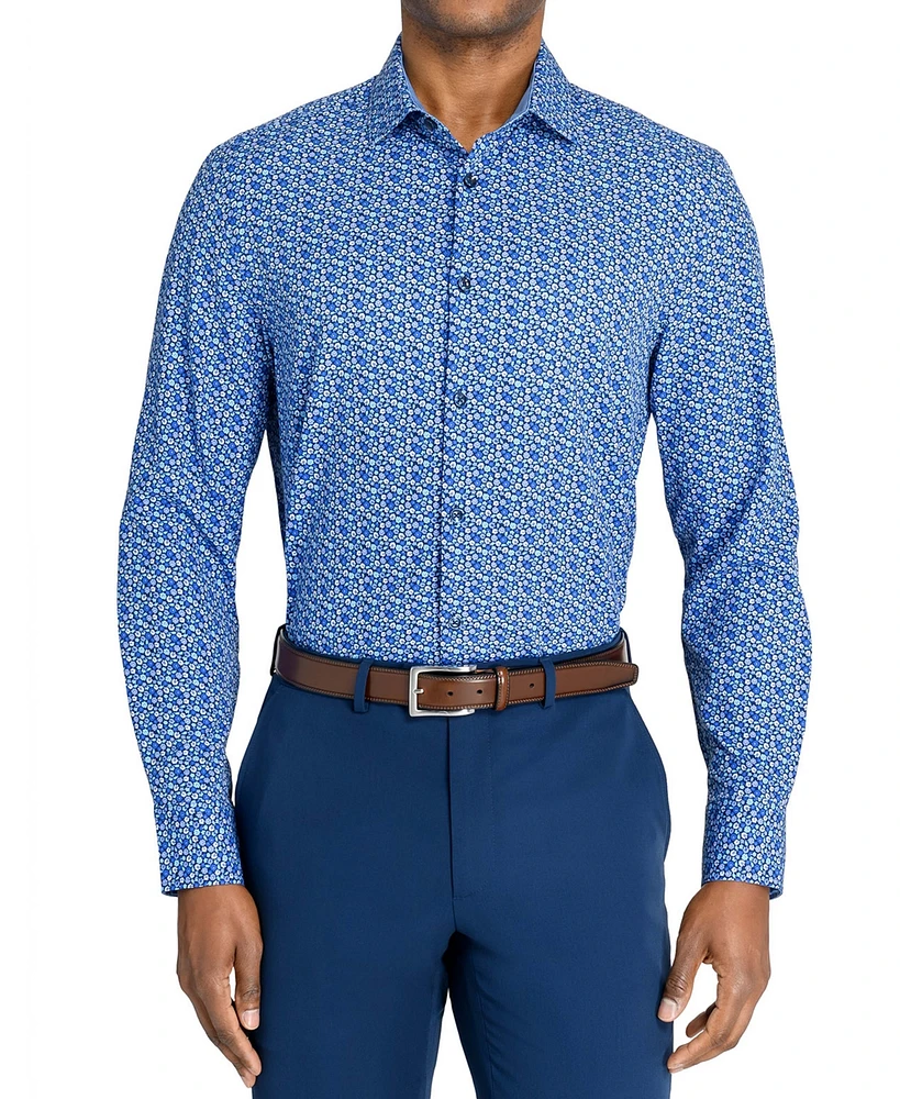 Men's Recycled Slim Fit Floral 4-Way Stretch Performance Dress Shirt