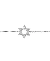 Lali Jewels Diamond Pave Star of David Chain Link Bracelet (1/6 ct. t.w.) in 14k White Gold