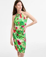 Eliza J Women's Chain-Trim-Neck Sleeveless Sheath Dress