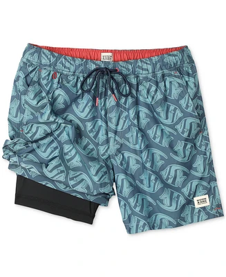 Scotch & Soda Men's Low Tide Fish-Print Swim Trunks