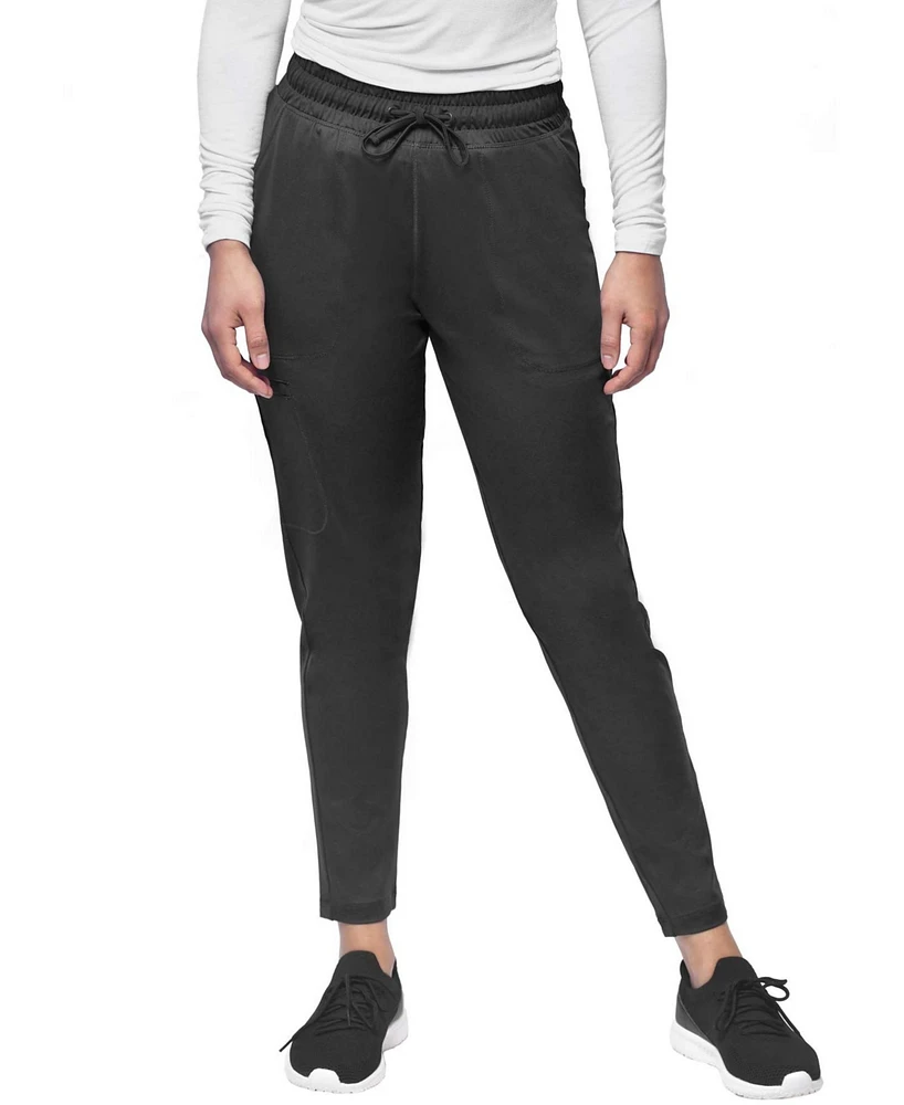 Medichic Women's Scrubs Mid Rise Slim 5 Pocket Active Yoga Scrub Pants, Wine Xx Small
