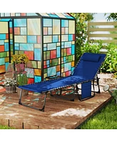 Outsunny Folding Chaise Lounge ning Chair w/ Adjustable Back