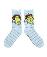 Shrek Women's Fiona & Butterflies Blue Casual Crew Socks