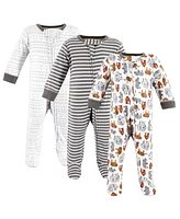 Touched by Nature Baby Boys Organic Cotton Sleep and Play, Neutral Endangered Safari, 0-3 Months