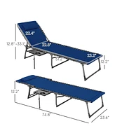 Outsunny Folding Chaise Lounge ning Chair w/ Adjustable Back