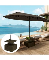 Outsunny Patio Umbrella Base with Table, Weighted Umbrella Sd,