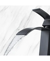 Waterfall Spout Bathroom Faucet,Single Handle Bathroom Vanity Sink Faucet