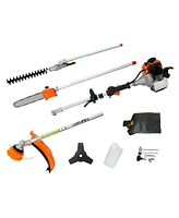 4 in 1 Multi-Functional Trimming Tool, 56CC 2-Cycle Garden Tool System with Gas Pole Saw, Hedge Trimmer, Grass Trimmer, and Brush Cutter Epa Compliant