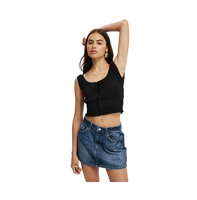 Cotton On Women's Chloe Shirred Short Sleeve Top