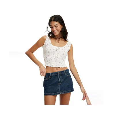 Cotton On Women's Chloe Shirred Short Sleeve Top