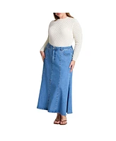 Eloquii Plus Trumpet Denim Maxi Skirt