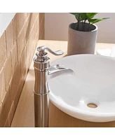 Waterfall Single Hole Single-Handle High-Arc Bathroom Faucet With Supply Line In Brushed Nickel