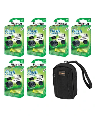 Fujifilm QuickSnap Flash 400 One Time Use 35mm Disposable Camera with Flash, 27 Exposures 6-Pack + Slinger Camera Bag